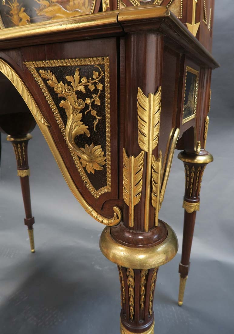19th C. Bonheur du Jour Bronze & Japanese Lacquer-Mounted Mahogany Cabinet Desk By Alfred Beurdeley - 10