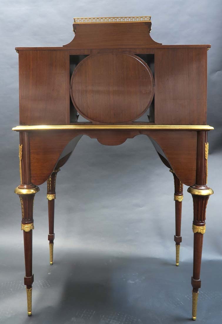 19th C. Bonheur du Jour Bronze & Japanese Lacquer-Mounted Mahogany Cabinet Desk By Alfred Beurdeley - 6