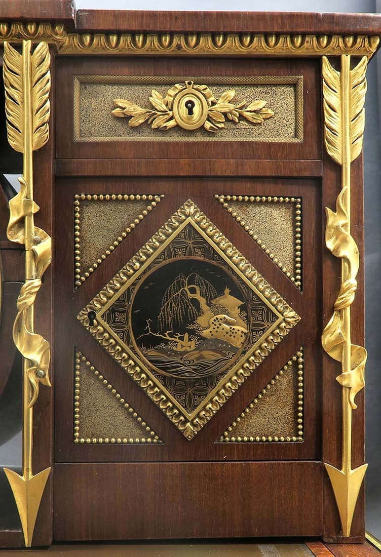 19th C. Bonheur du Jour Bronze & Japanese Lacquer-Mounted Mahogany Cabinet Desk By Alfred Beurdeley - 8