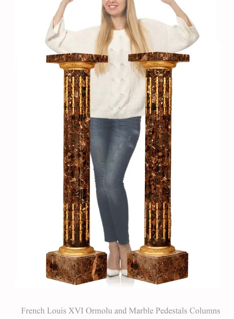 A Pair Of French Louis XVI Bronze Mounted Marble Pedestal Columns (1 of 2)