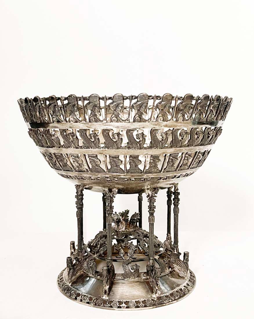 A Persian Empire Achaemenid Style Figural Silver Centerpiece, Vartanian Signed (1 of 8)