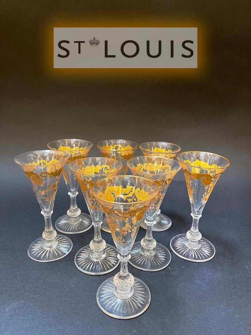 A Set Of Eight 19th C. French Saint Louis Wine Glasses: A Set Of Eight 19th C. French Saint Louis Wine Glasses. 2.5" x 5" H