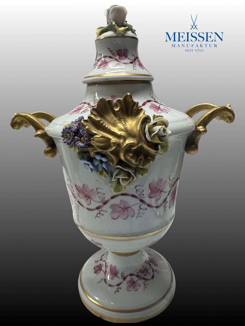 A German Meissen Hand Painted Porcelain Vase, Hallmarked (1 of 7)
