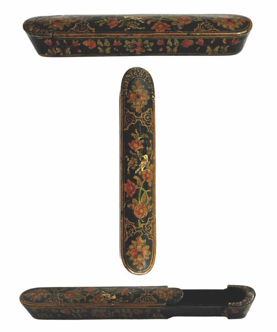 A Persian Floral Hand Painted Lacquer Pen Case Box (1 of 9)