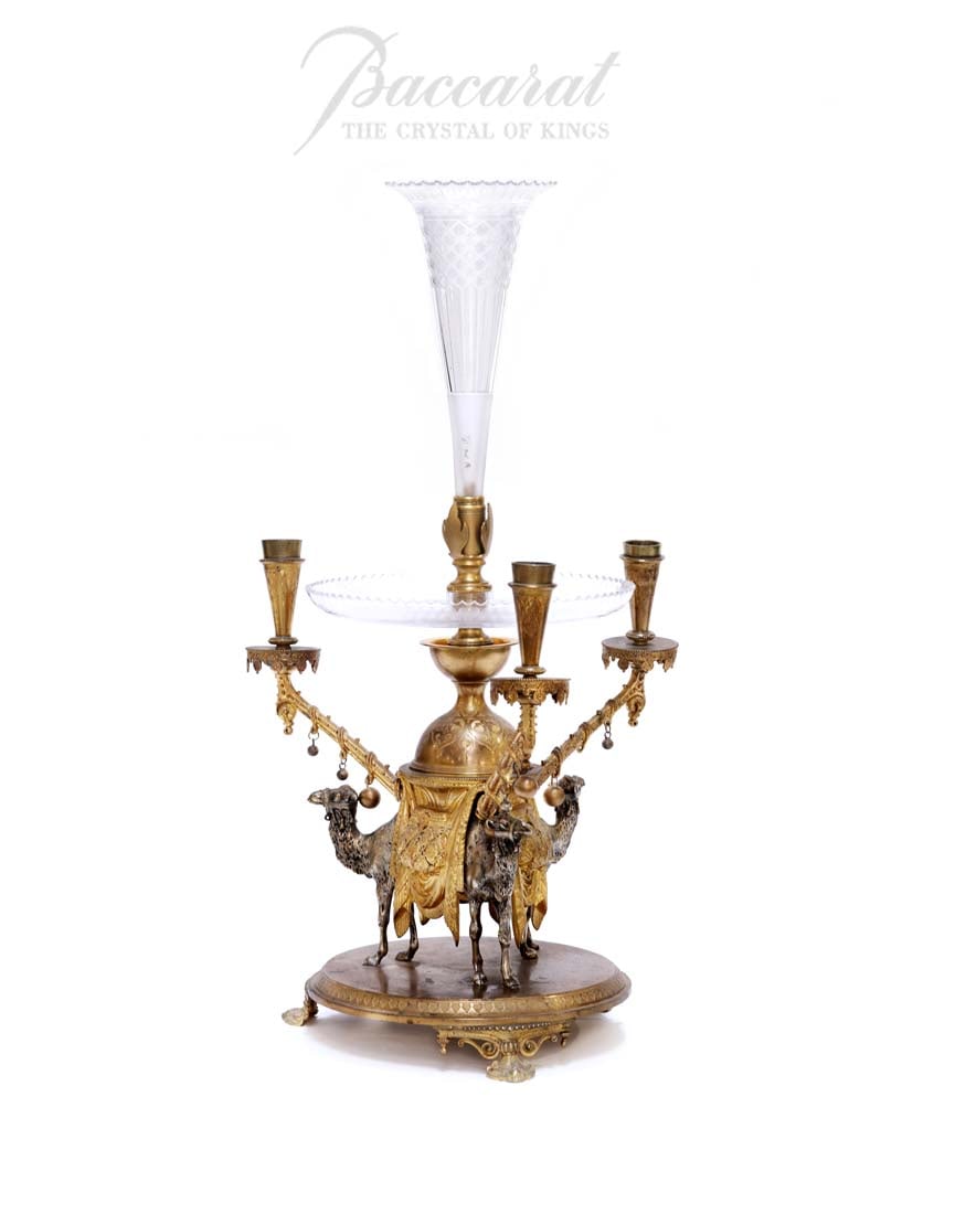 19th C. French Orientalist Baccarat Crystal Figural Bronze Centerpiece (1 of 1)