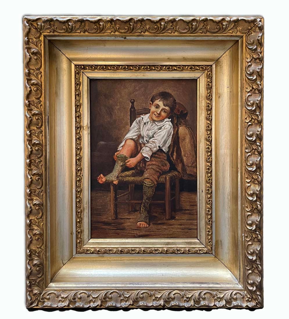 19th Century Oil On Board Framed Painting: 19th Century Oil On Board Framed Painting. Frame: 14.5" x 11.5" x 2.5", Painting: 8.5" x 6"