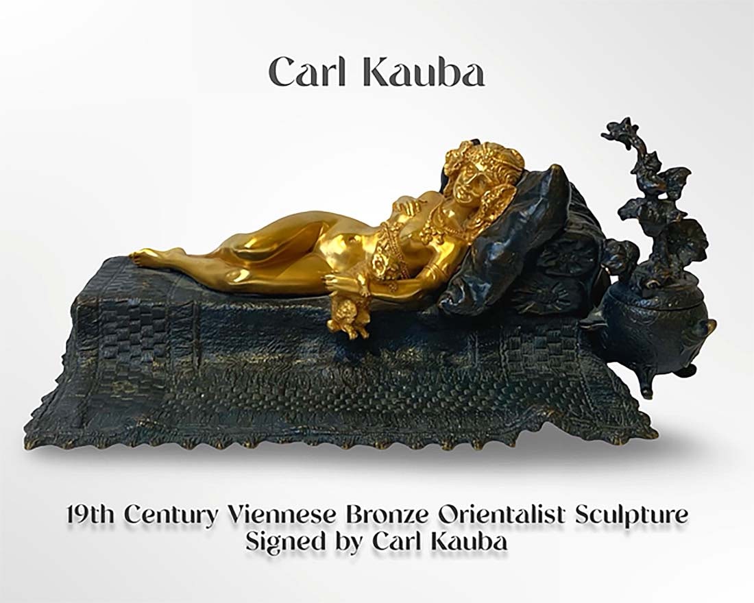 19th C. Viennese Orientalist Bronze Sculpture, Carl Kauba Signed: 19th Century Austrian Viennese Orientalist Bronze Sculpture Signed by Carl Kauba. H 3.75" x L 9.5" x W 4.75"