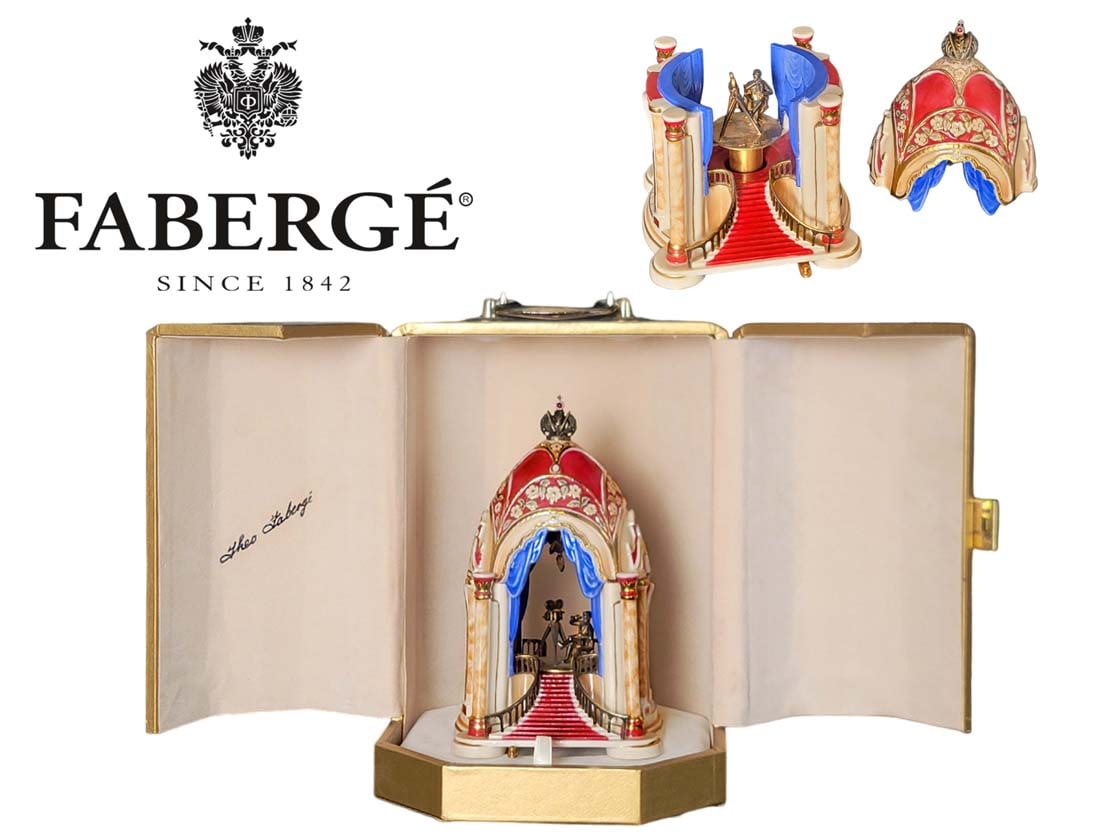 The Birth Of The Cinema Egg 1994, A Theo Faberge Decorative Egg, Boxed: The Birth Of The Cinema Egg 1994, A Theo Faberge Limited Edition Decorative Egg with original box. H 6.5". Celebrating the 100th Anniversary of Commercial Cinema, the creation reflects on the glory of