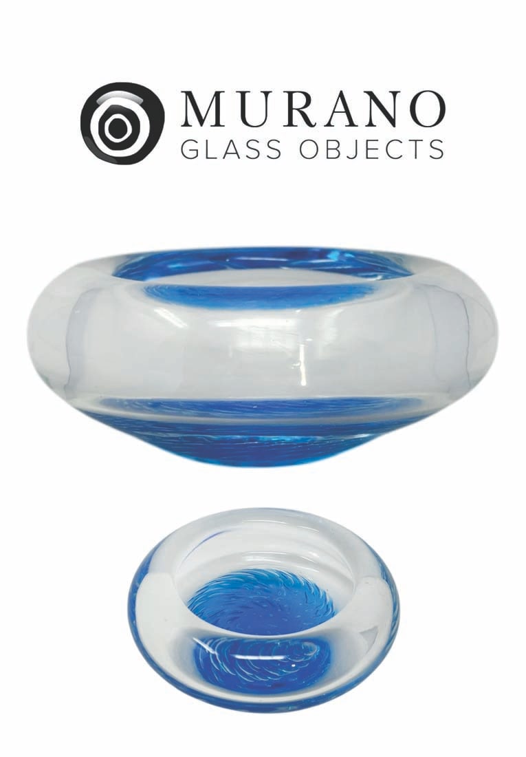 An Italian Murano Swirl Blue Atoll Votive Art Glass Bowl/Candle Tealight Holder: An Italian Murano Inspired Swirl Blue Atoll Votive Art Glass Bowl/Candle Tealight Holder. D 4"