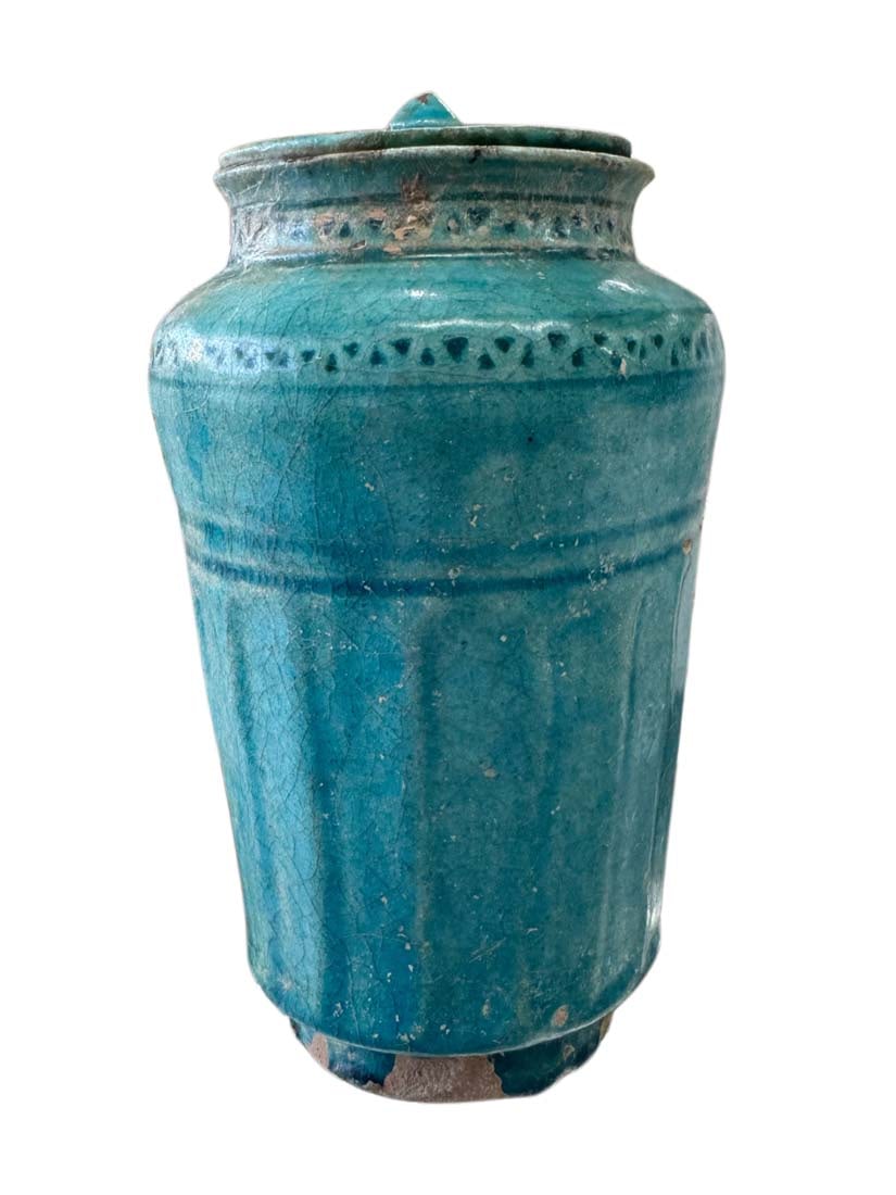 13th C. Persian Hand Made Turquoise Glazed Ceramic Jar, COA (1 of 8)