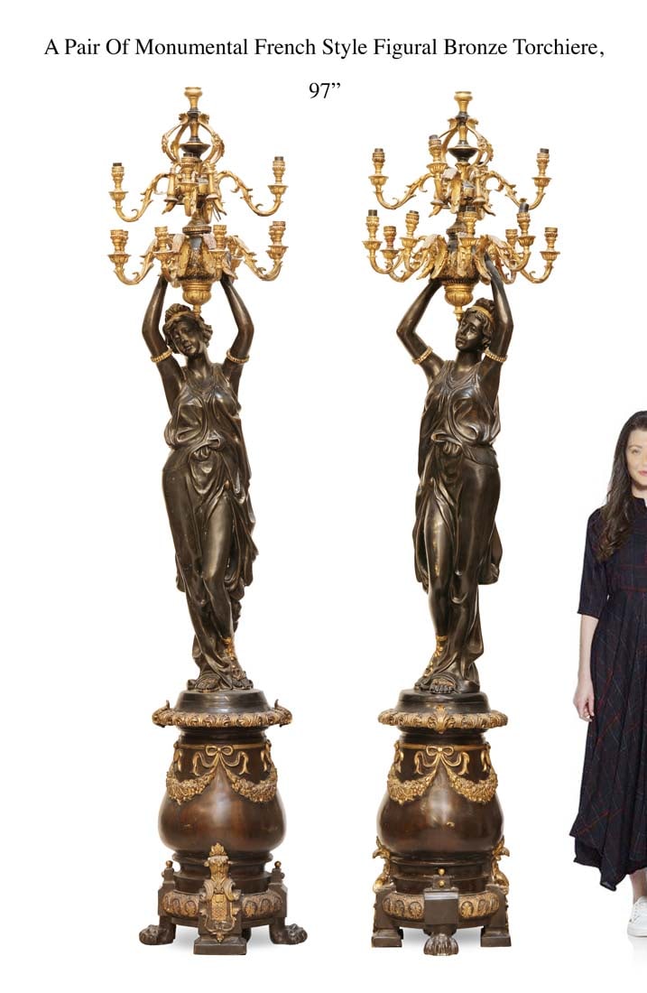 A Pair Of Monumental Bronze Figural Torchiere (1 of 1)