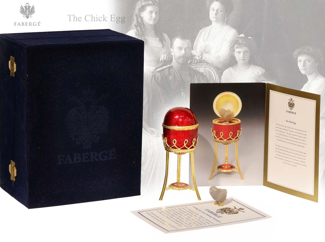 The Chick Egg, An Imperial Faberge In Original Blue Velvet Box, COA: The Chick Egg, An Imperial Faberge In Original Blue Velvet Box, W/ COA