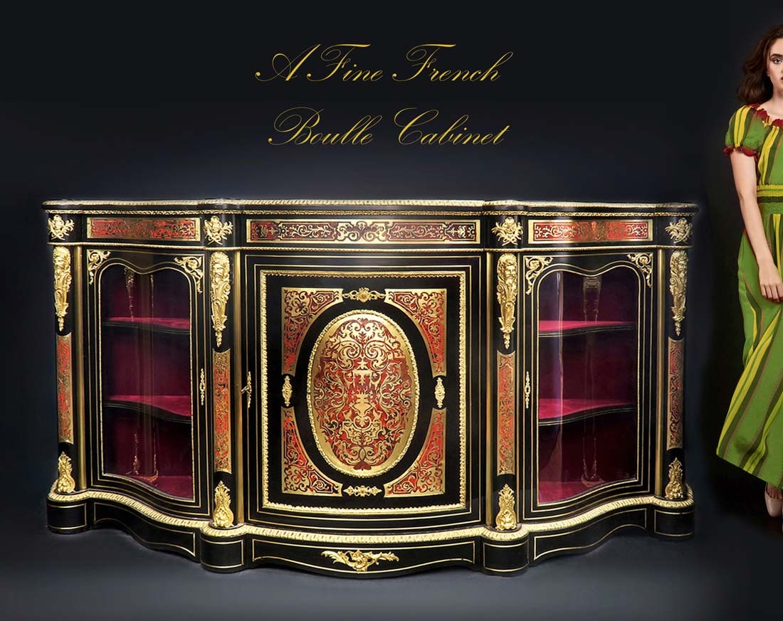 A Large French Boulle Bronze Cabinet: A Large French Boulle Bronze Cabinet. W 82.5" x H 44.5"