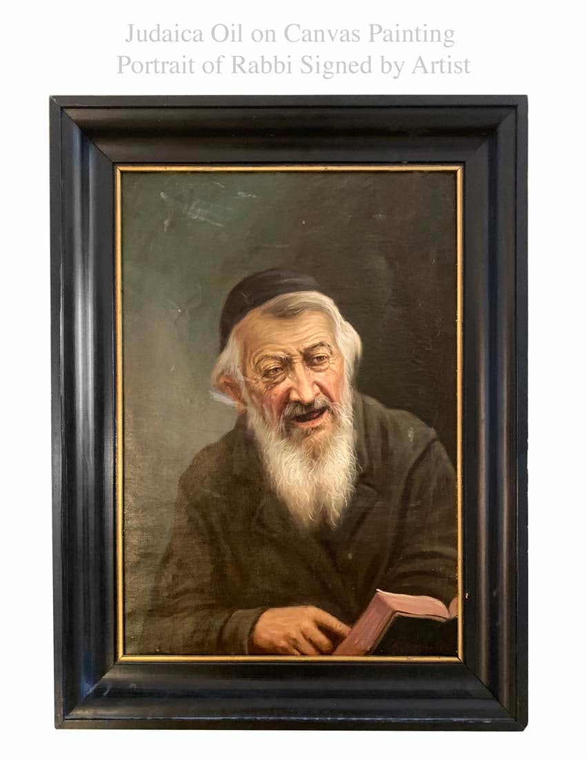 A Portrait of Rabbi Oil on Canvas Judaica Painting, Signed by Artist: A Portrait of Rabbi Oil on Canvas Judaica Painting, Signed by Artist. 24" x 18"
