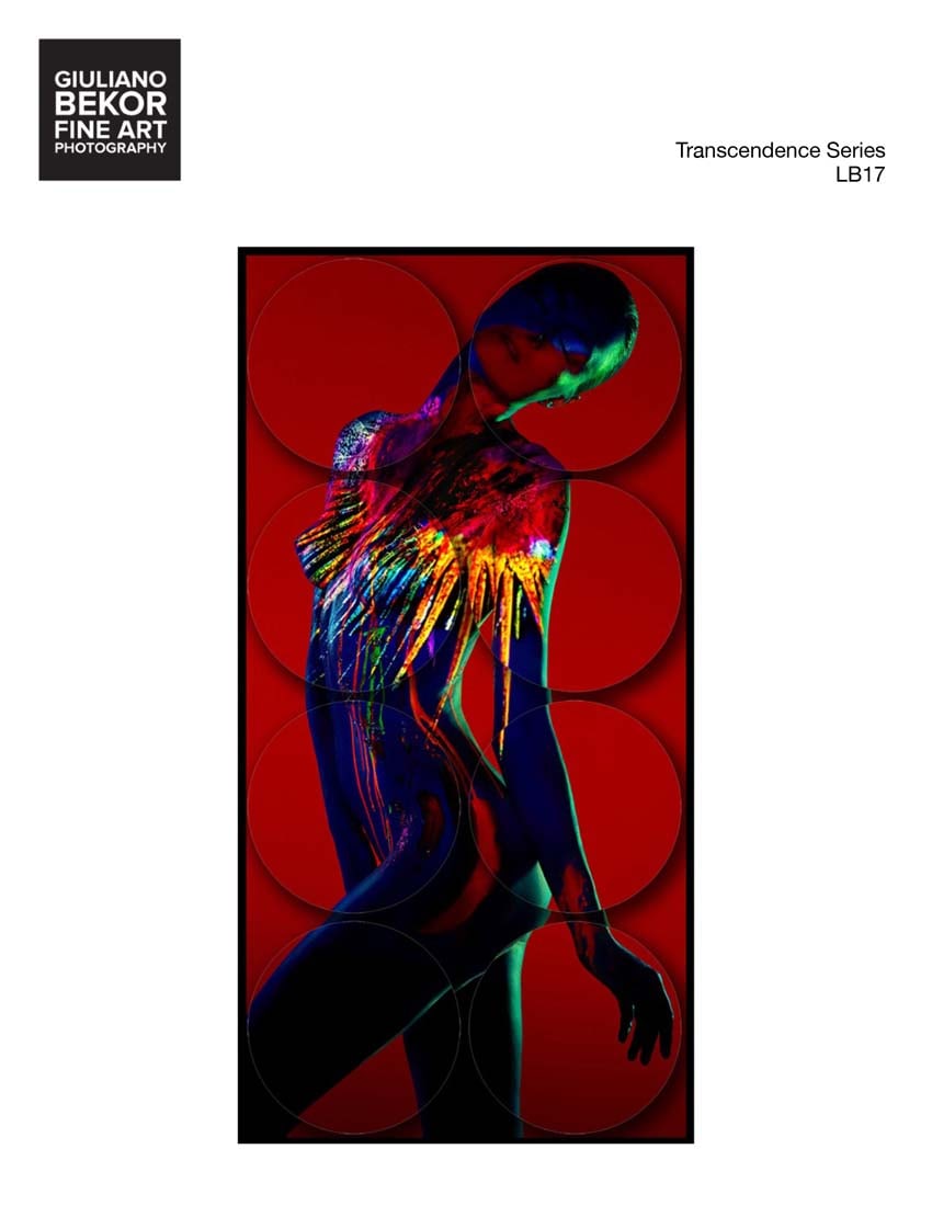 A Giuliano Bekor Fine Art Photography, Transcendence LB17: Title of artwork: Transcendence LB17, Year 2018, Bottom print size 49x24 Inches trim bleed, Top print size 12 Inches diameter trim bleed x8, Artwork finished size 51x26 Inches, Limited edition 1 of 1,