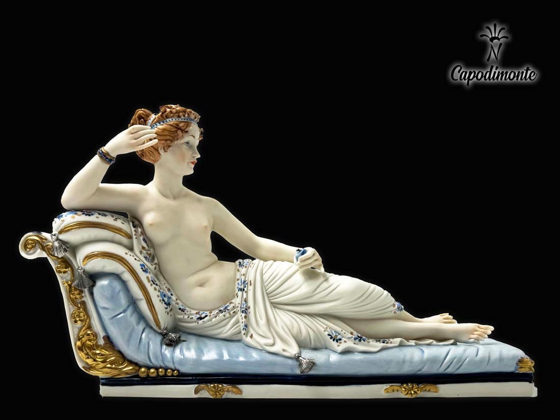 Venus Victrix , A Vintage Capodimonte After Canova Hand Painted Figurine, Artist Signed: Venus Victrix , A Vintage Italian Capodimonte After Antonio Canova Hand Painted Porcelain statue, Artist Signed, Hallmarked. H 6.5" x 11.5" x 2.75". About the original art: Pauline Bonaparte as Venus 