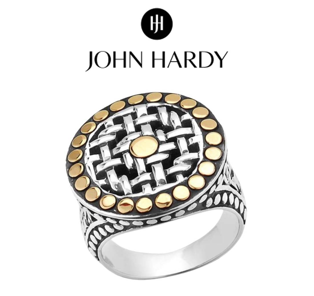 A John Hardy Dot Silang Sterling Silver & 18K Yellow Gold Ring: A John Hardy Dot Silang Sterling Silver & 18K Yellow Gold Ring. Size: 8