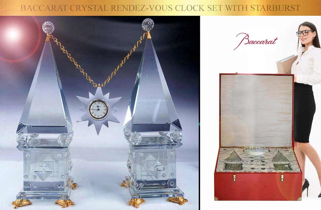 An Exquisite Baccarat Crystal Rendez-Vous & Chained Starburst Clock Set (1 of 2)