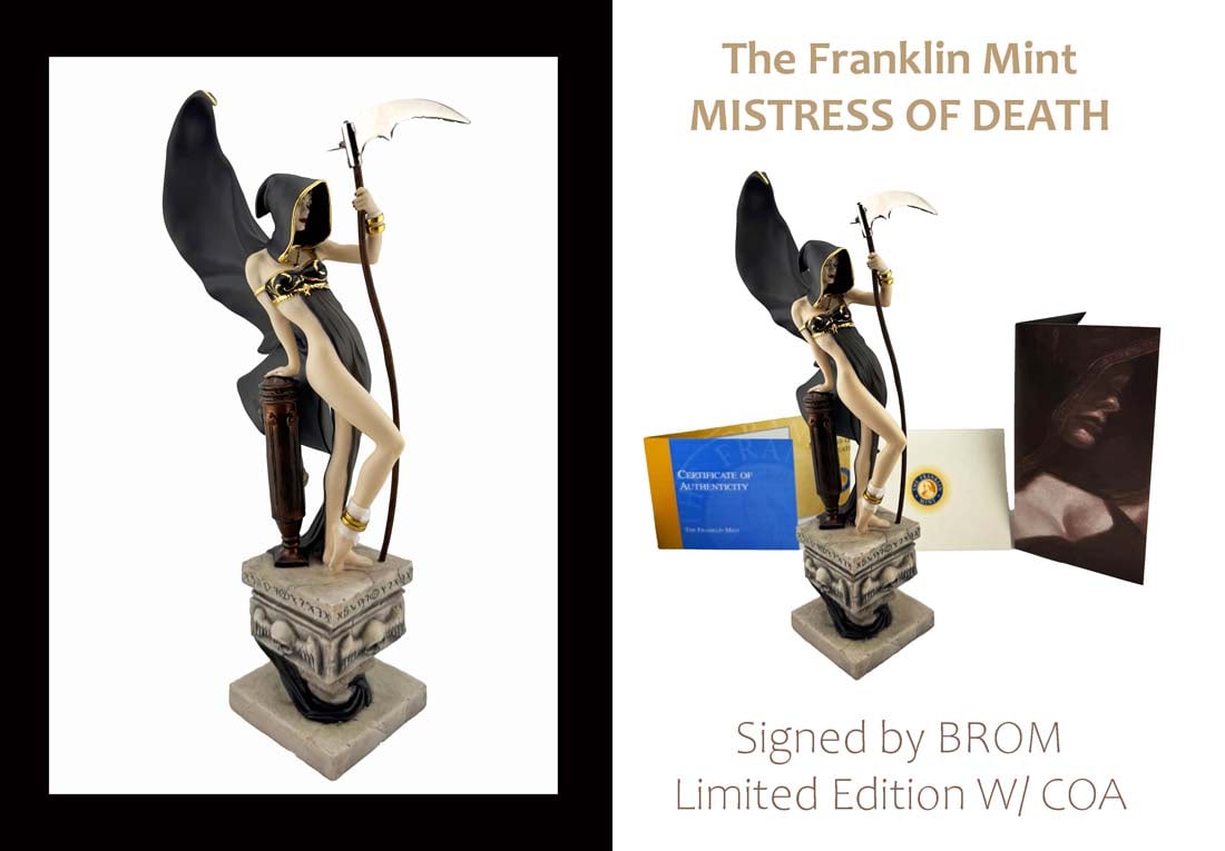 A Very Rare The Franklin Mint's Mistress Of Death Ltd Edition Sculpture, Brom Signed, COA (1 of 19)