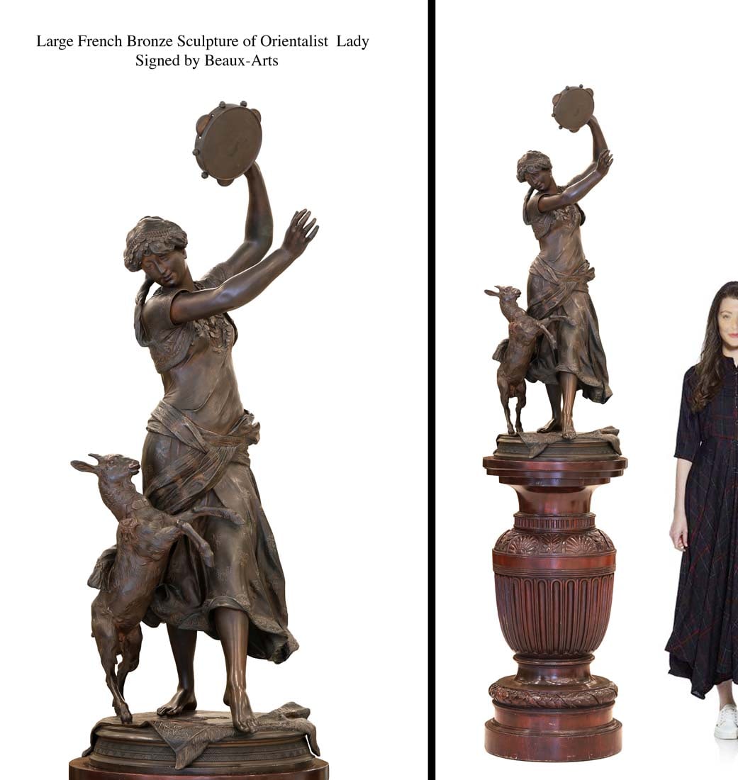 Orientalist Dancer, 19th C. French Patinated Bronze Sculpture, Beaux-arts Signed (1 of 6)