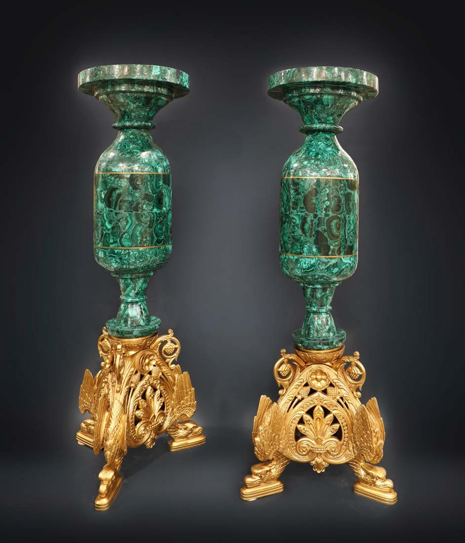 A Pair Of Empire Bronze/Malachite Pedestals (1 of 1)