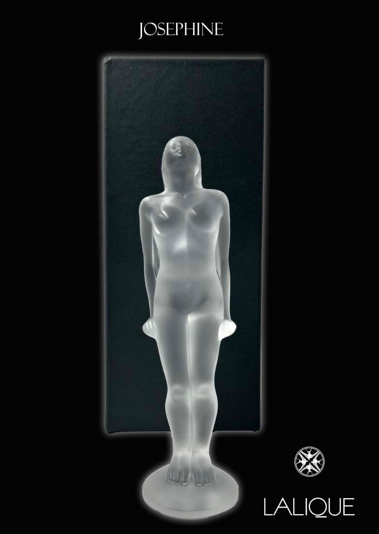 Josephine, A Vintage LALIQUE Frosted Crystal Figurine, Signed, Boxed: Josephine, A French LALIQUE Frosted Crystal Statue, Hallmarked. W/ Original Box. H 7.5" x D 2"