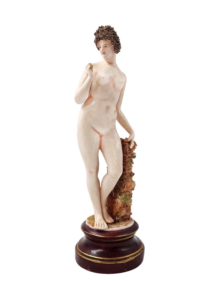 Standing Nude Lady, A Late 19 C. Hand Painted Porcelain Figurine, Signed: Standing Nude Lady, A Late 19 C. Hand Painted Porcelain Figurine, Numbered & Signed. D 2.5" x H 8.25"