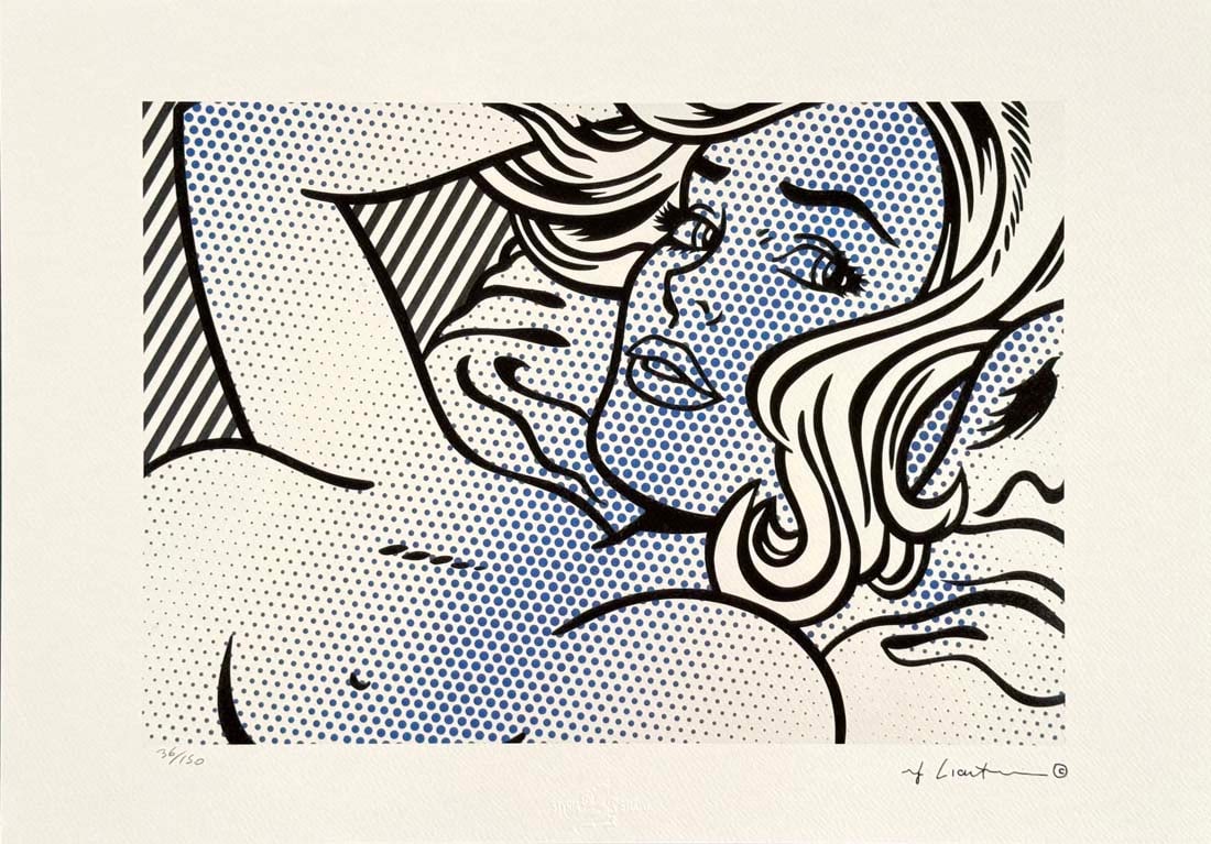 ROY LICHTENSTEIN's Seductive Girl, A Limited Edition Lithography Print: Seductive Girl, A Roy Lichtenstein Signed Limited Edition Original Lithograph print. Signed in print plate. Hand numbered #36/150. Dry Stamp of the Publisher STYRIA STUDIO, Stamp Castelli Graphics New