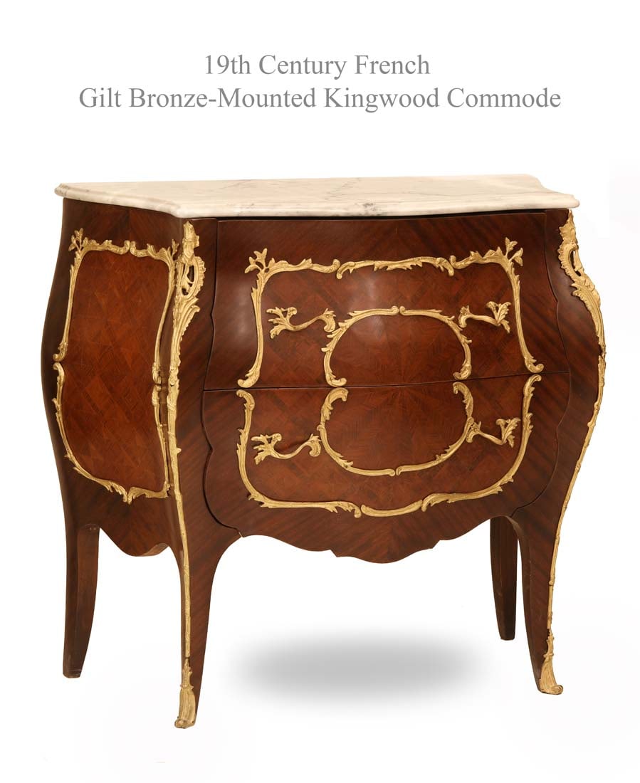 19th C. French Bronze-Mounted Kingwood Commode Cabinet (1 of 1)