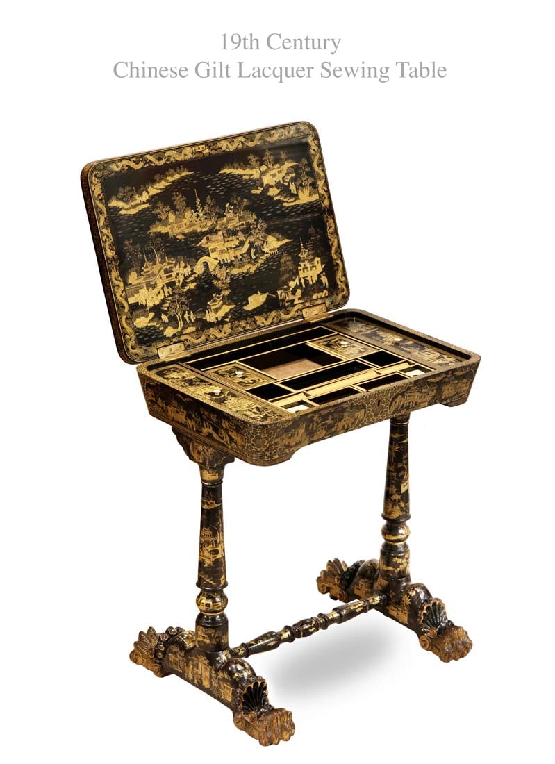 19th Century Chinese Gilt Lacquer Sewing Table (1 of 1)