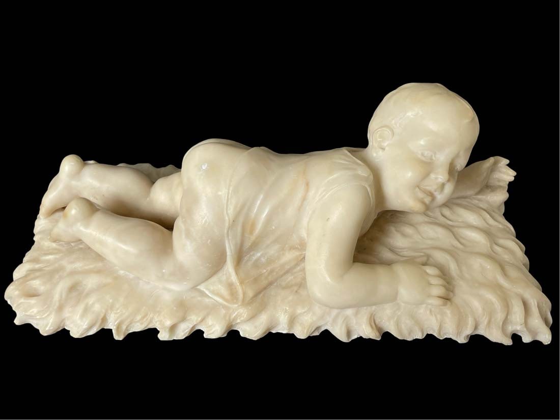 The Lying Down Child, A 19th Century Marble Sculpture - 4