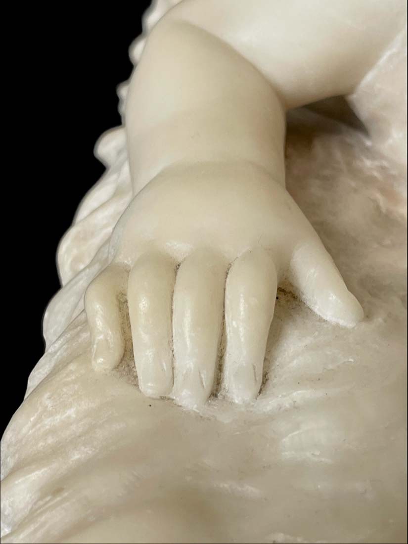 The Lying Down Child, A 19th Century Marble Sculpture - 5