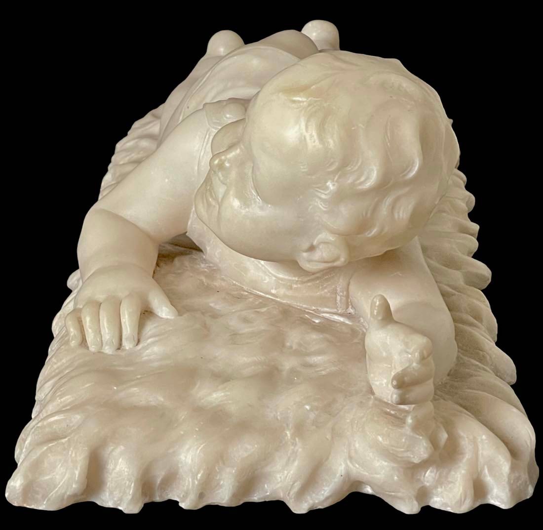 The Lying Down Child, A 19th Century Marble Sculpture - 7