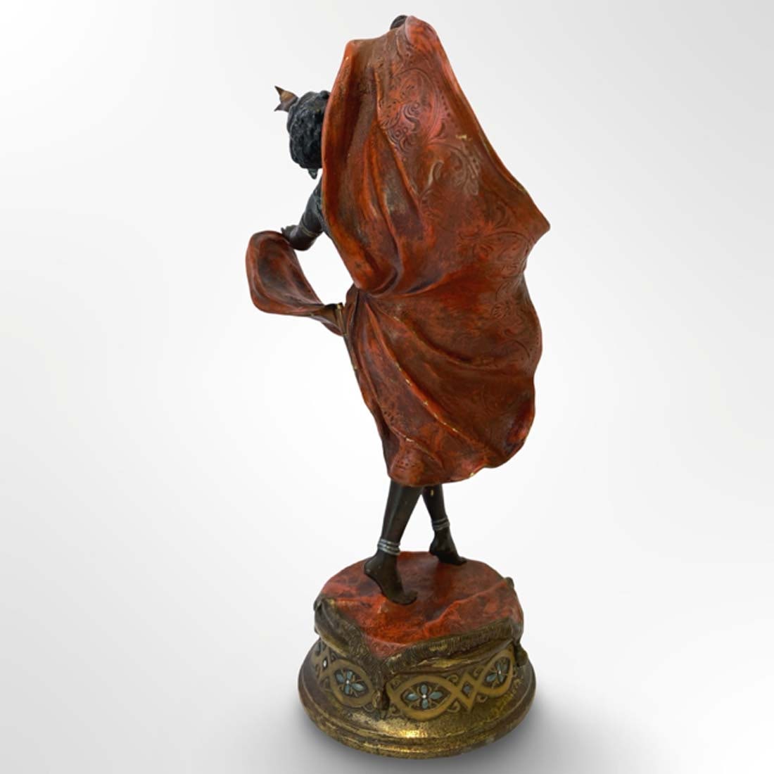 A Large 19th C. Cold-Painted Bronze Orientalist Dancer Figural Statue - 4