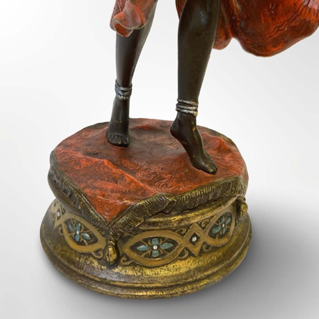 A Large 19th C. Cold-Painted Bronze Orientalist Dancer Figural Statue - 6
