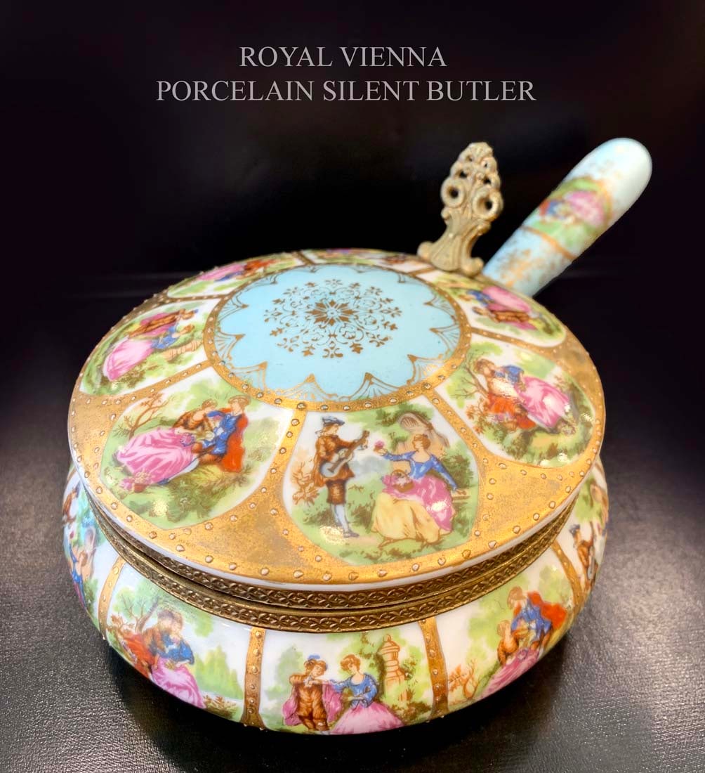 An Austrian Royal Vienna Hand Painted Porcelain Silent Butler, Signed (1 of 5)