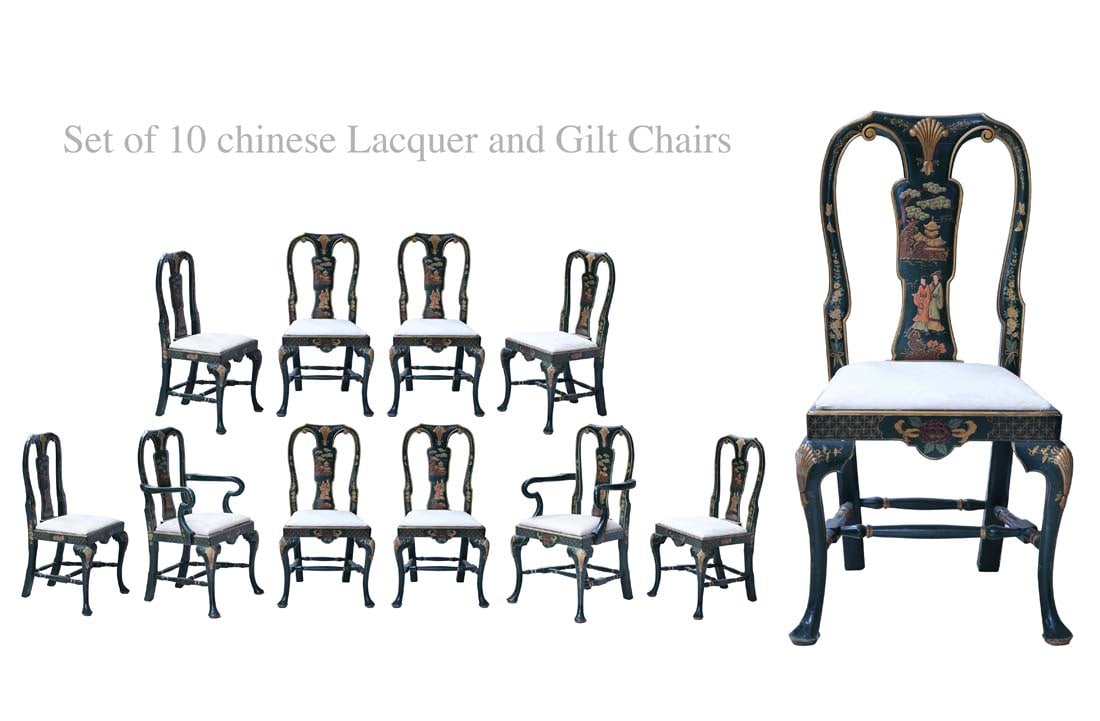 A Set Of Ten Chinese Gilt Lacquer Chairs (1 of 1)