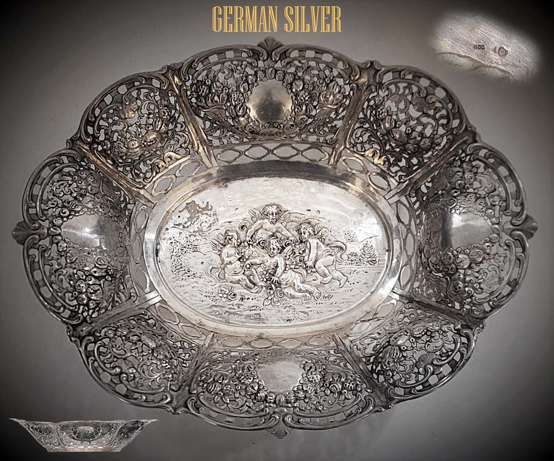 19th C. German Silver 800 Centerpiece, Hallmarked (1 of 8)