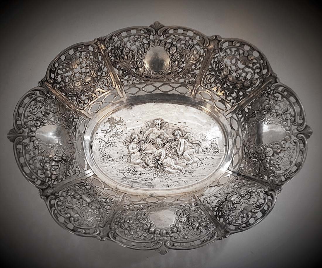 19th C. German Silver 800 Centerpiece, Hallmarked - 2