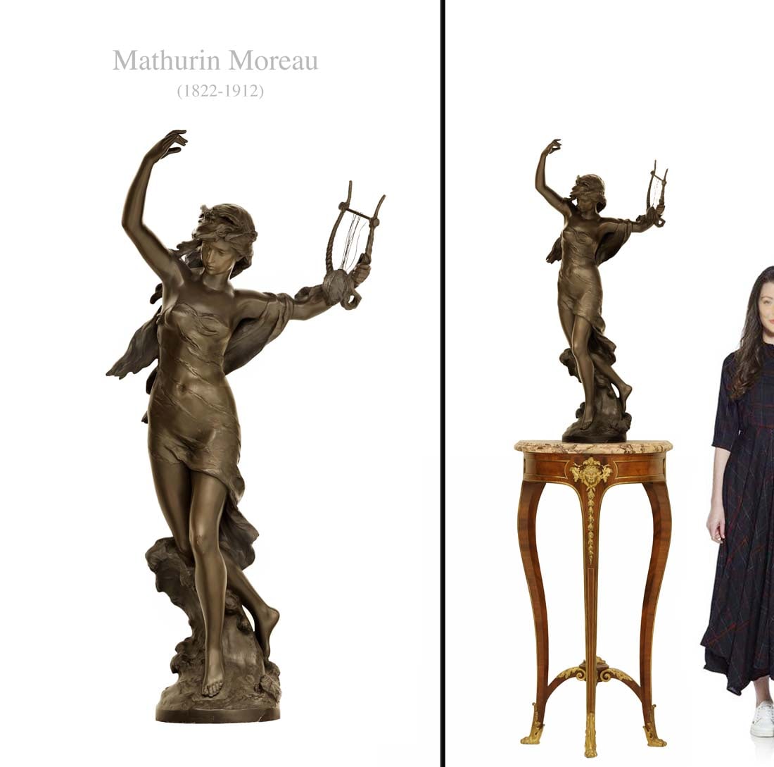 19th Century French Mathurin Moreau (1822 ? 1912) Bronze Sculpture, Signed & Hallmarked (1 of 2)