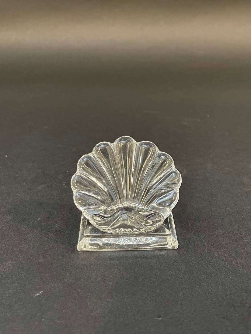 Six Baccarat Crystal Shell Place Card Holders, Signed - 3