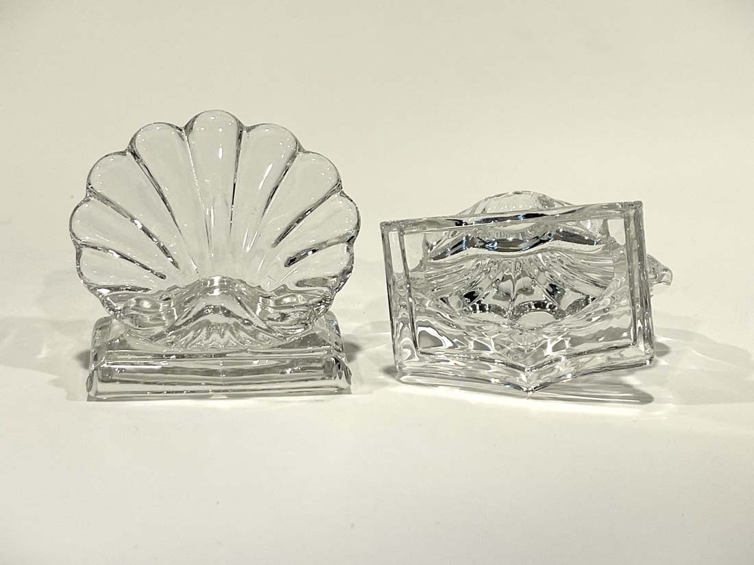 Six Baccarat Crystal Shell Place Card Holders, Signed - 6