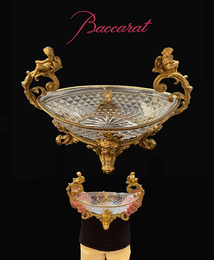 19th C. French Bronze & Baccarat Crystal Figural Centerpiece (1 of 6)