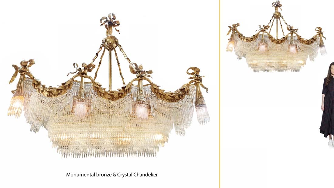 A Monumental Louis XVI Style Bronze & Crystal Chandelier (1 of 1)