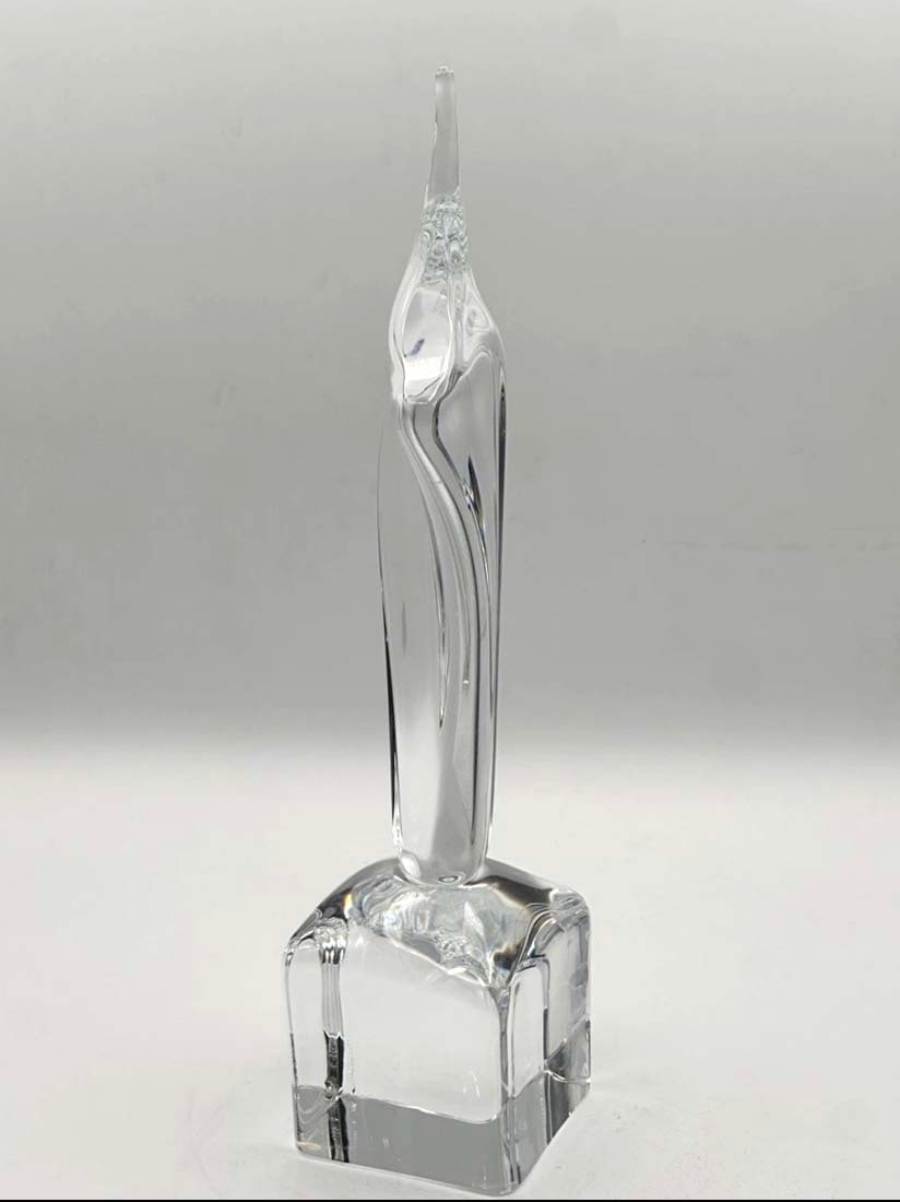 A NANCY DAUM CRYSTAL FLAME SCULPTURE/PAPERWEIGHT, BOXED & SIGNED - 3