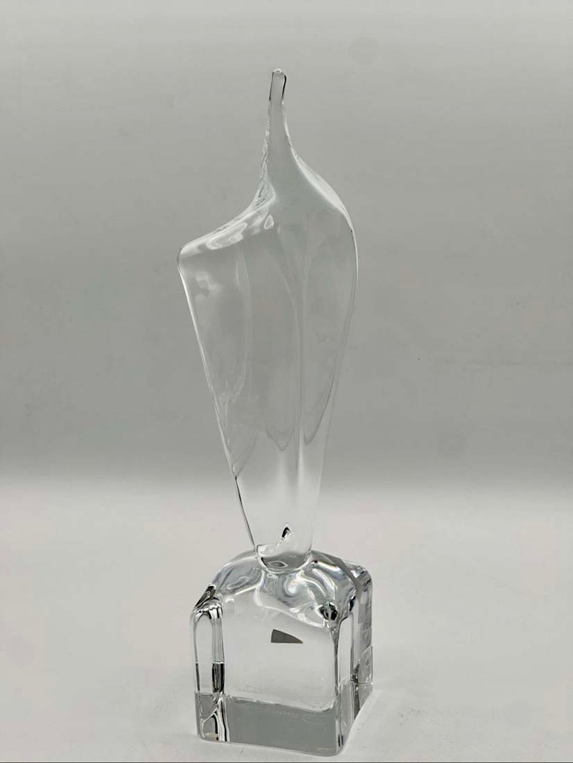 A NANCY DAUM CRYSTAL FLAME SCULPTURE/PAPERWEIGHT, BOXED & SIGNED - 4