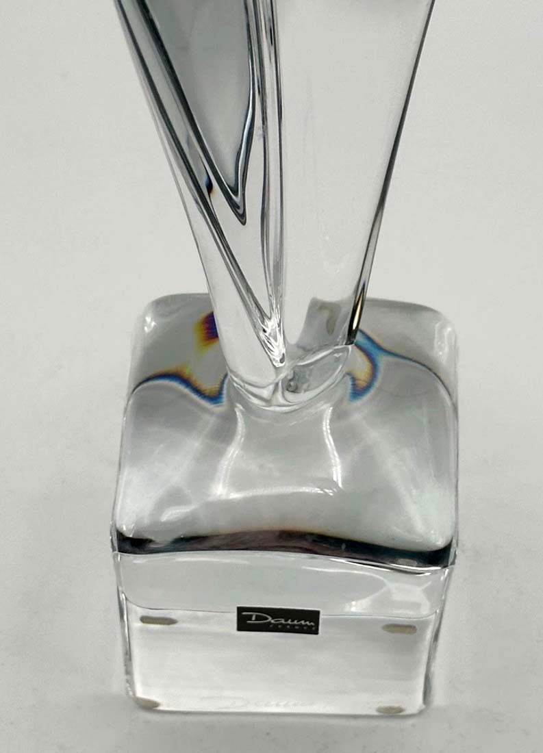 A NANCY DAUM CRYSTAL FLAME SCULPTURE/PAPERWEIGHT, BOXED & SIGNED - 5