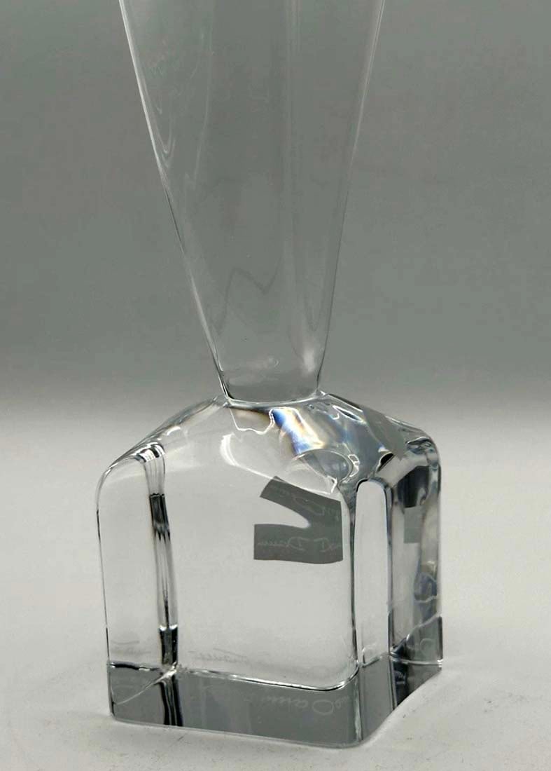 A NANCY DAUM CRYSTAL FLAME SCULPTURE/PAPERWEIGHT, BOXED & SIGNED - 6