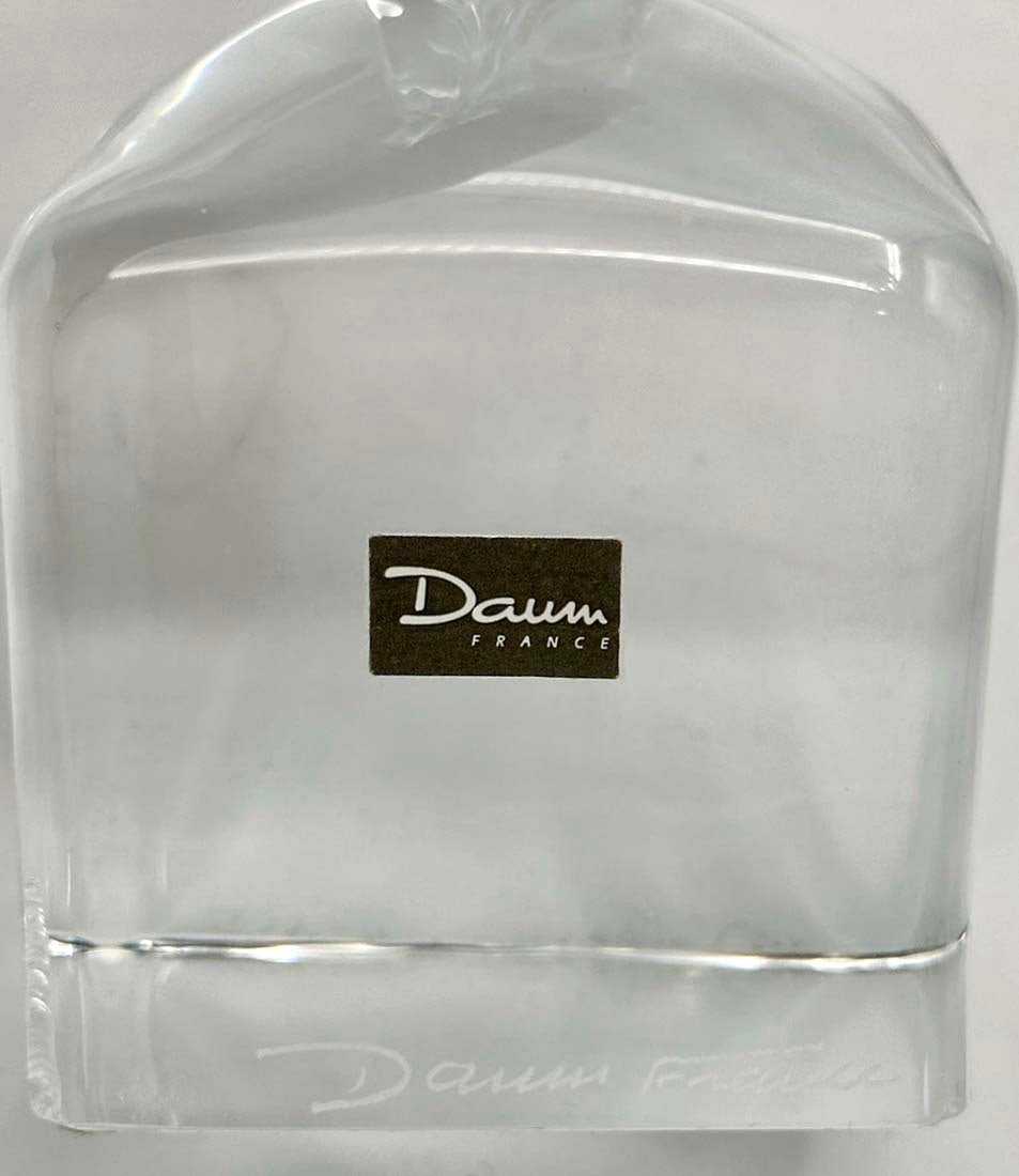 A NANCY DAUM CRYSTAL FLAME SCULPTURE/PAPERWEIGHT, BOXED & SIGNED - 7