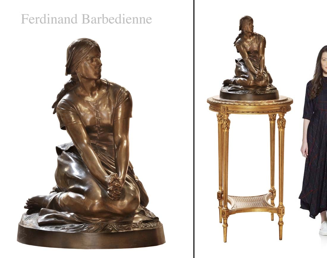 AN EXCEPTIONAL 19 C. FRENCH BARBEDIENNE FOUNDRY MARK BRONZE STATUE: AN EXCEPTIONAL 19 CENTURY FRENCH BARBEDIENNE FOUNDRY MARK BRONZE SCULPTURE. Note: The pedestal is NOT included! H 23" x W 16"